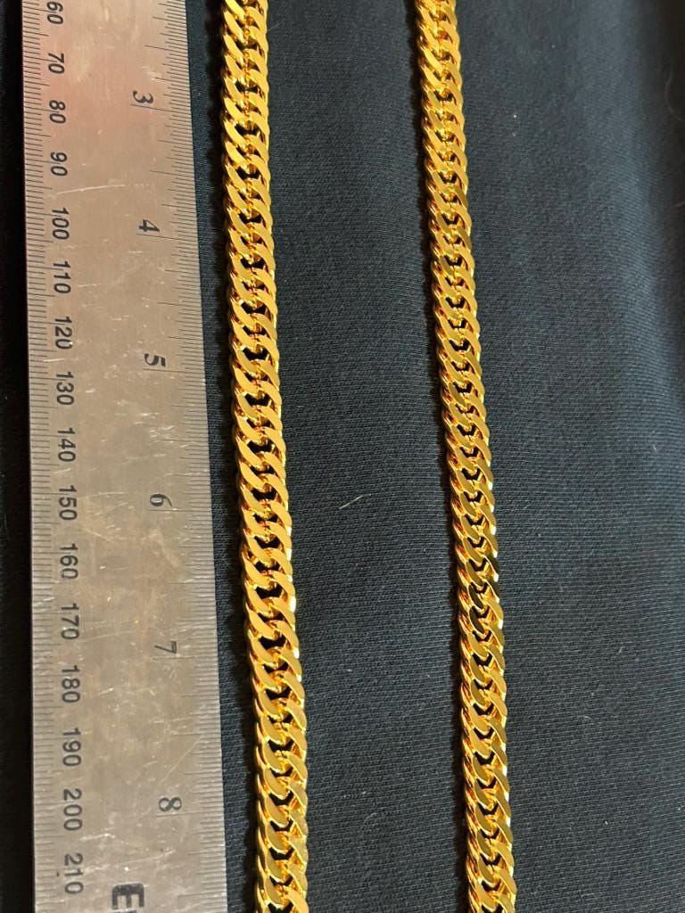 24K Gold Plated Cuban Link Chain Necklace Textured Curb Mesh Mens Womens 24"