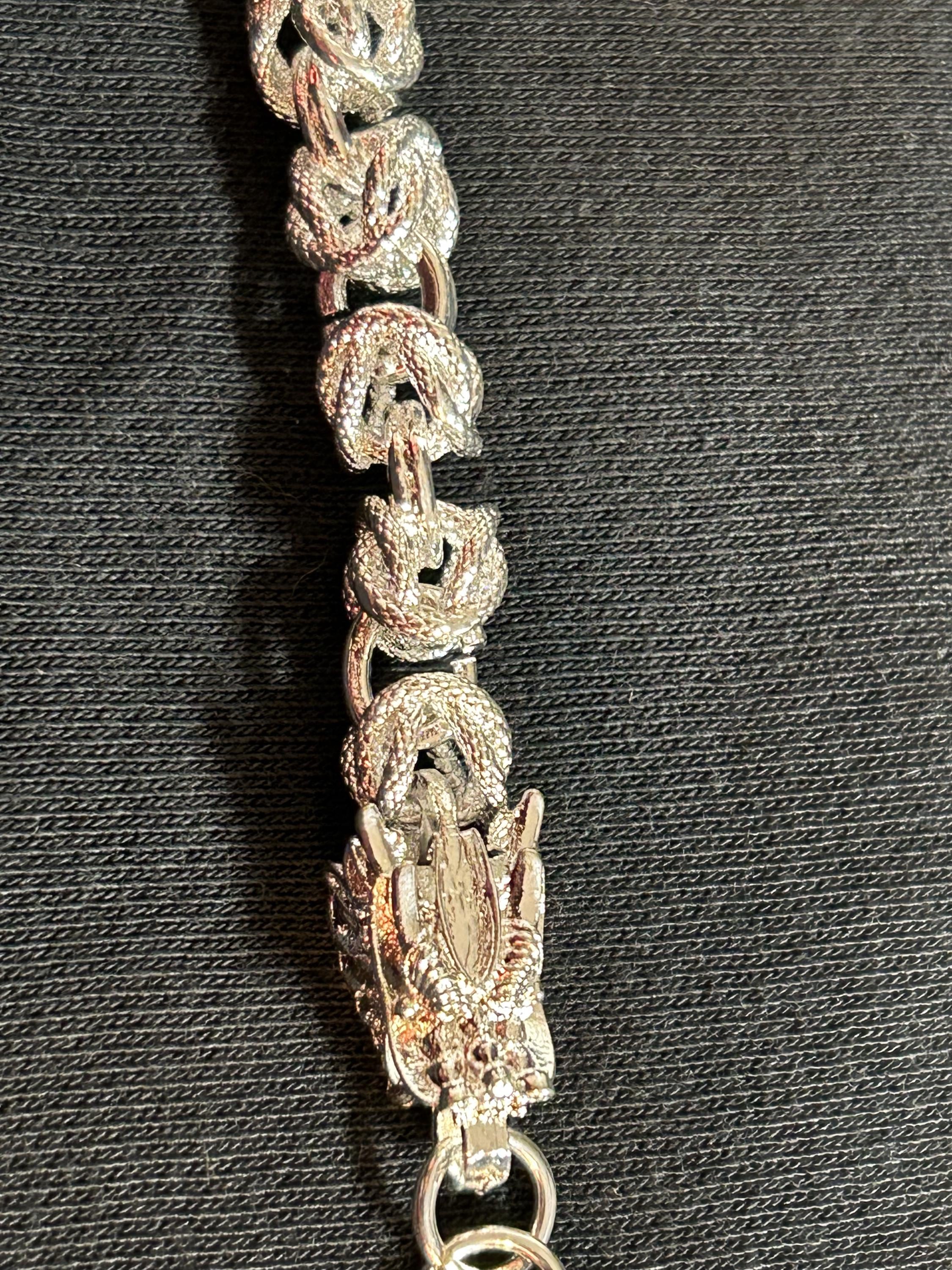 Vintage 925 Sterling Silver Textured Link Chain Bracelet Men's / Women's 8.5"