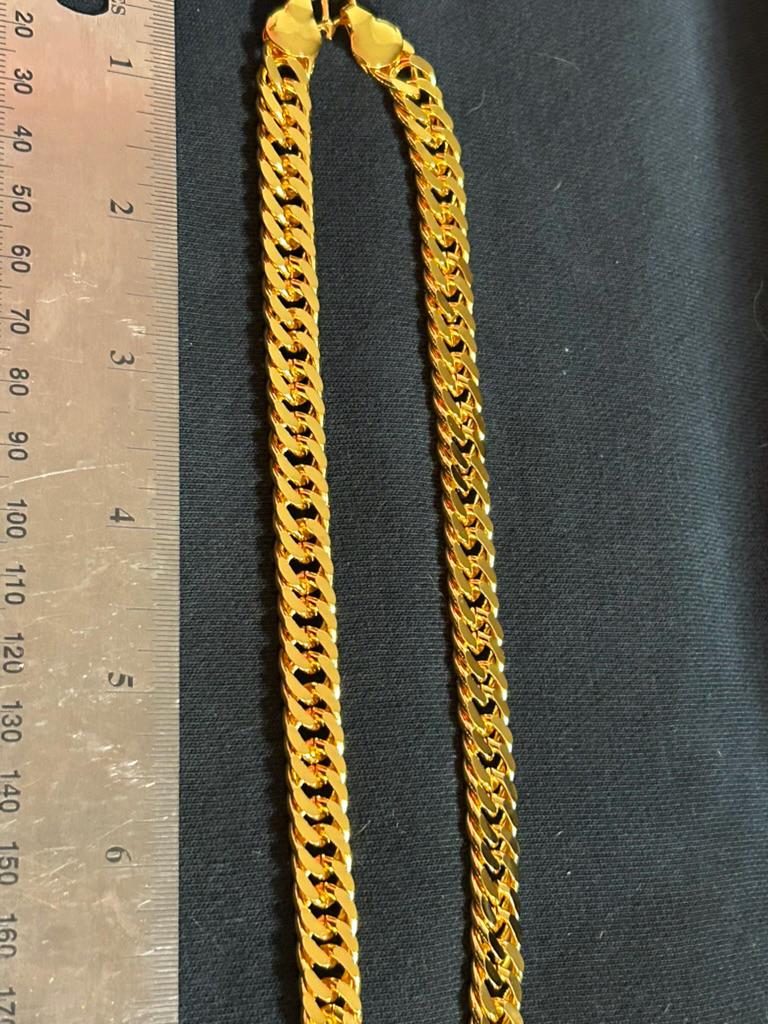 24K Gold Plated Cuban Link Chain Necklace Textured Curb Mesh Mens Womens 24"