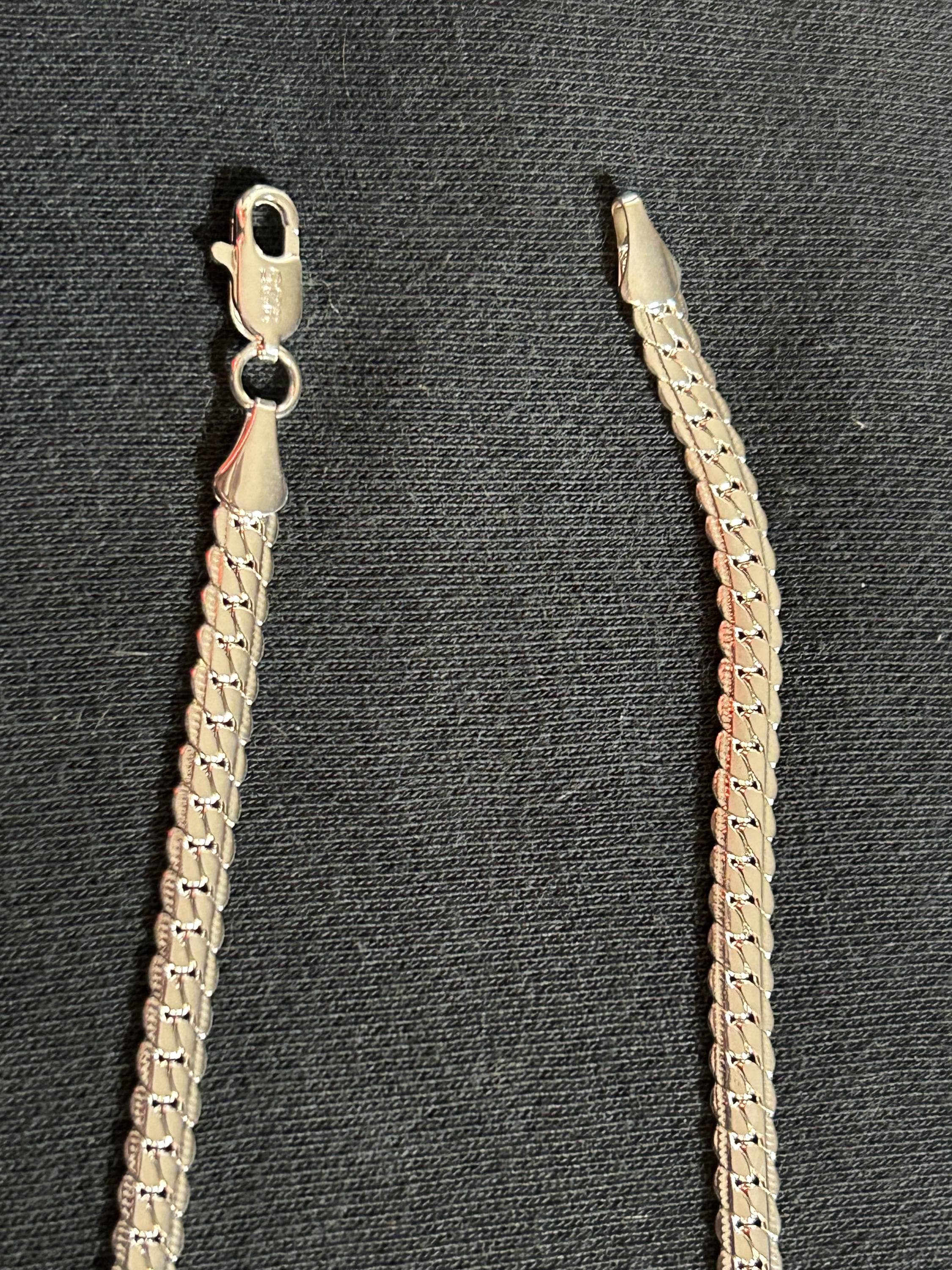 Solid 925 Sterling Silver Herringbone Flat Snake Chain Necklace