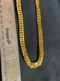 24K Gold Plated Cuban Link Chain Necklace Textured Curb Mesh Mens Womens 24"