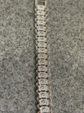 925 Sterling Silver Textured Chevron Link Statement Bracelet Unisex
