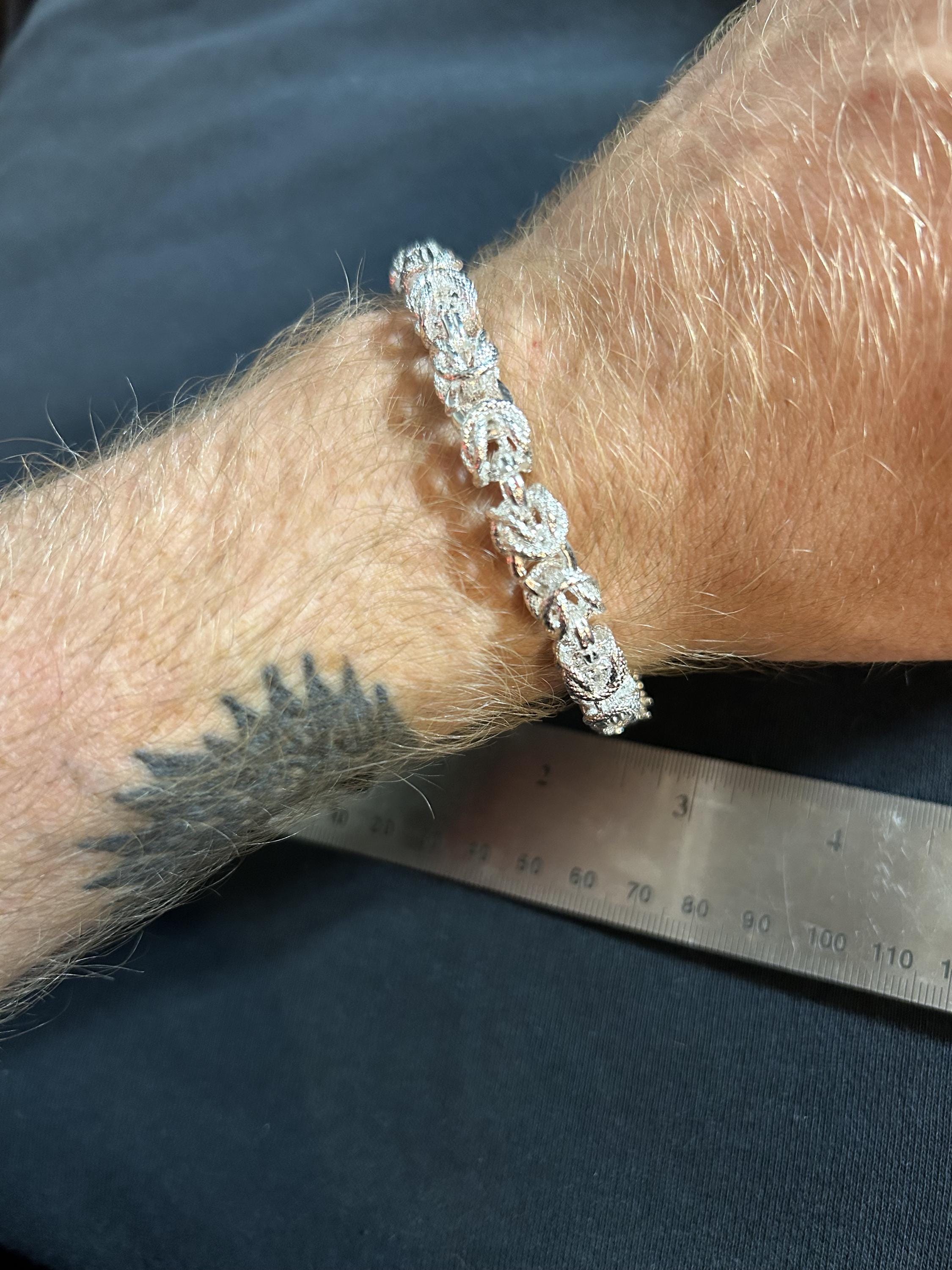 Vintage 925 Sterling Silver Textured Link Chain Bracelet Men's / Women's 8.5"