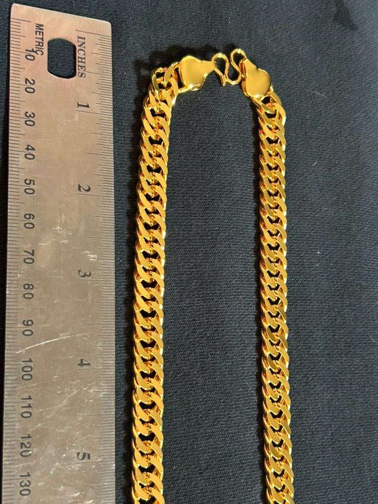 24K Gold Plated Cuban Link Chain Necklace Textured Curb Mesh Mens Womens 24"