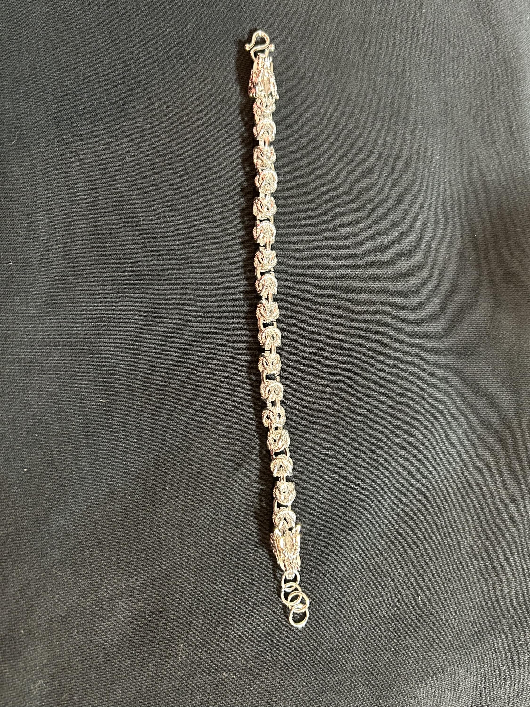 Vintage 925 Sterling Silver Textured Link Chain Bracelet Men's / Women's 8.5"