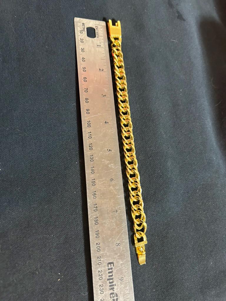 Men's 24K Gold Plated Double Cuban Link Bracelet Heavy Twist Curb Chain 8.5" 10mm