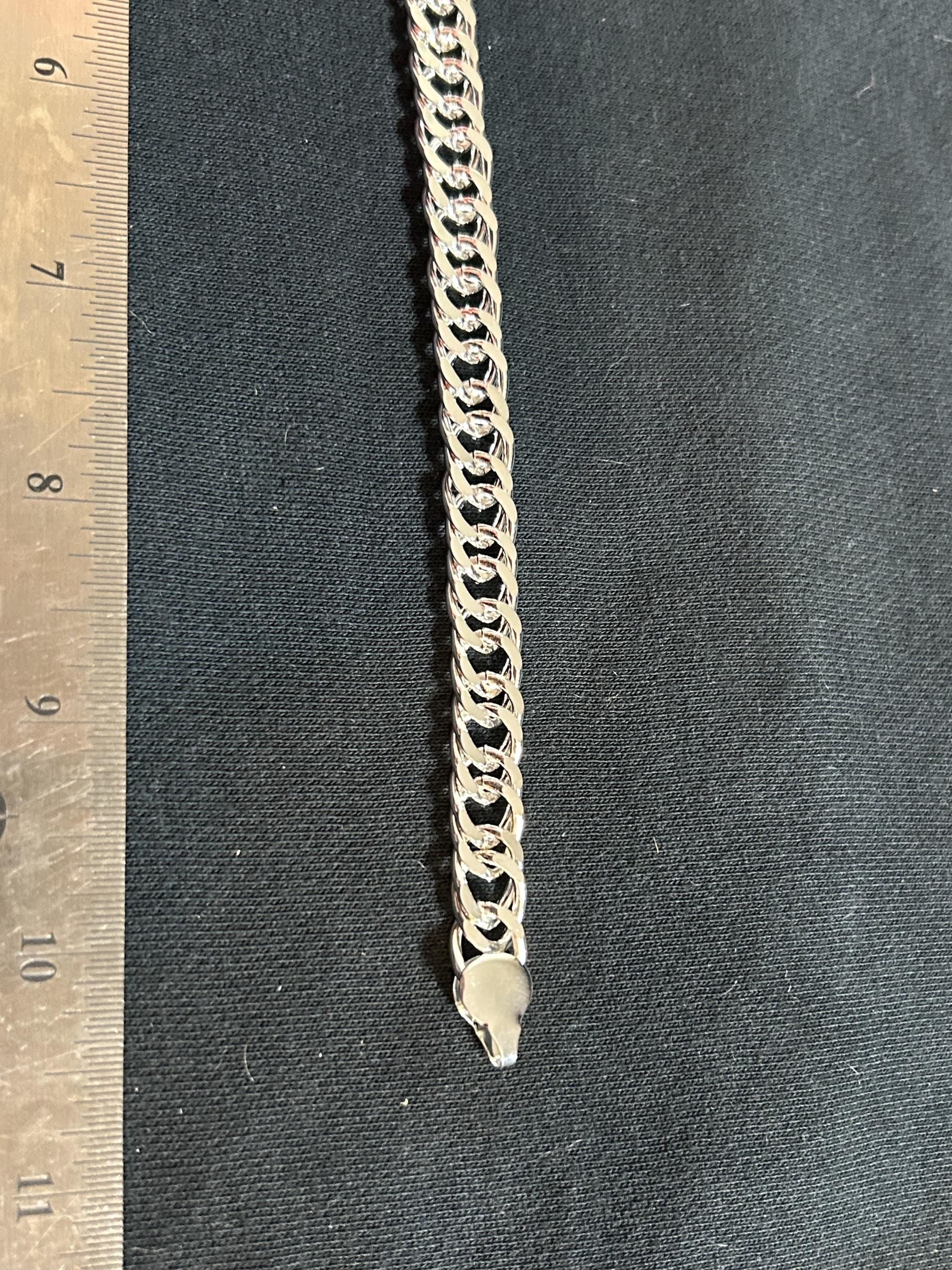 Solid 925 Sterling Silver Figgarope Link Bracelet High Polish Chain
