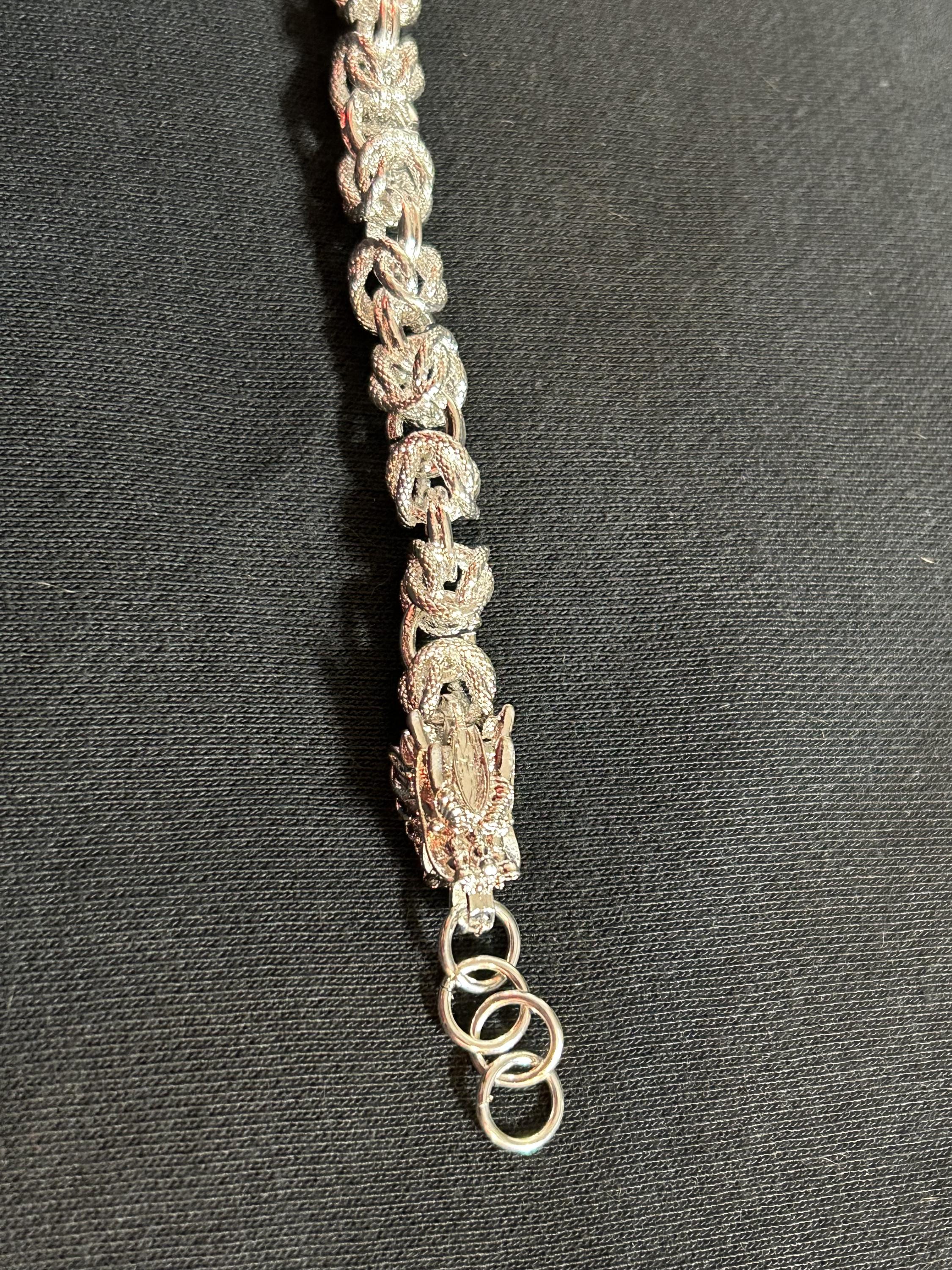 Vintage 925 Sterling Silver Textured Link Chain Bracelet Men's / Women's 8.5"