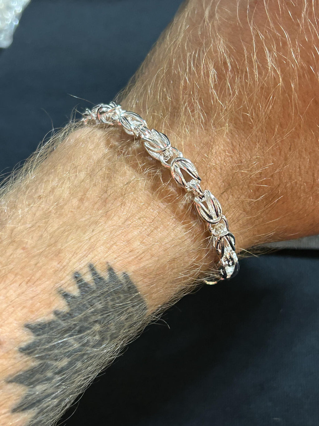 Vintage 925 Sterling Silver Byzantine Bali Link Chain Bracelet 8"