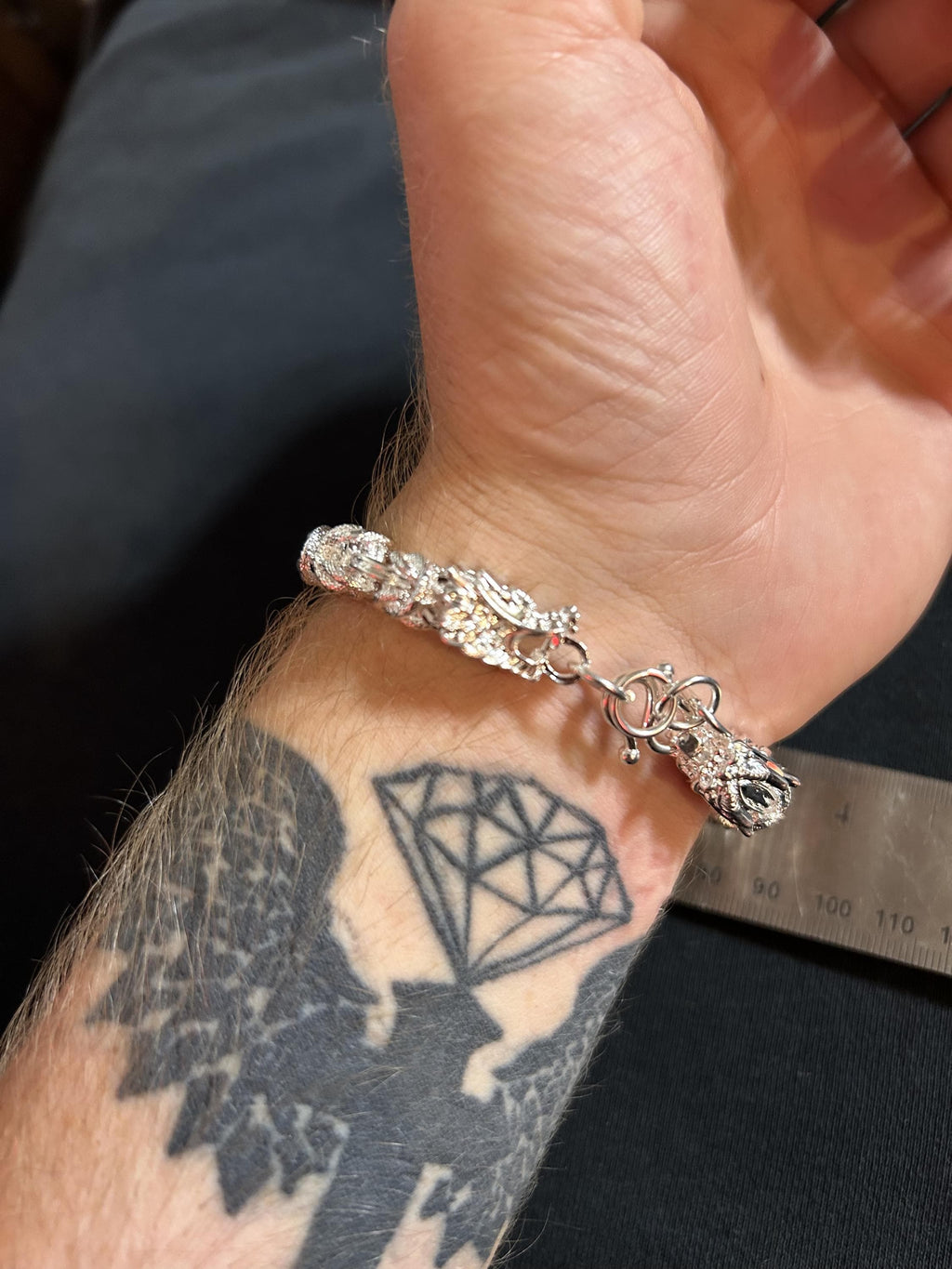 Vintage 925 Sterling Silver Textured Link Chain Bracelet Men's / Women's 8.5"