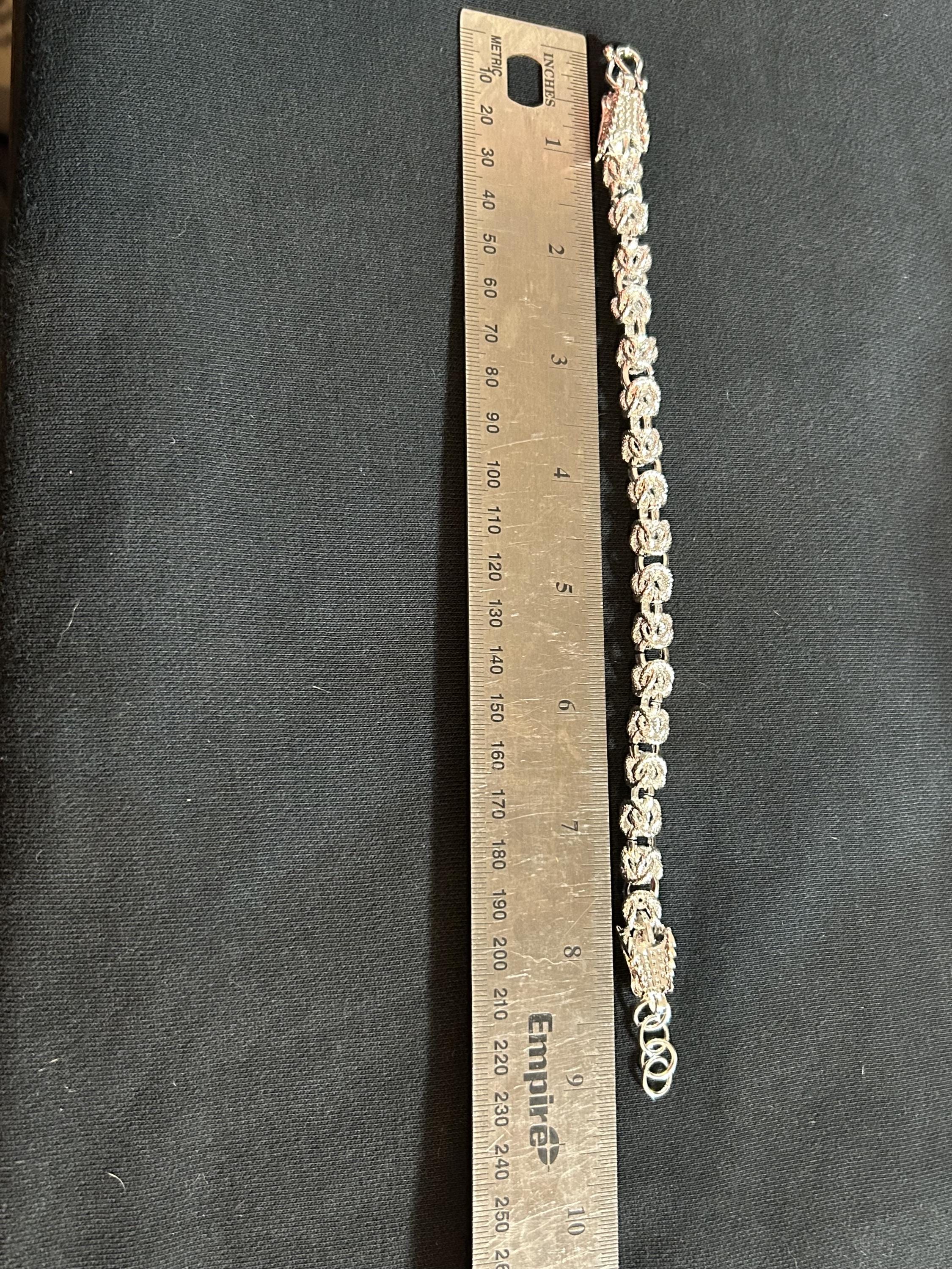 Vintage 925 Sterling Silver Textured Link Chain Bracelet Men's / Women's 8.5"