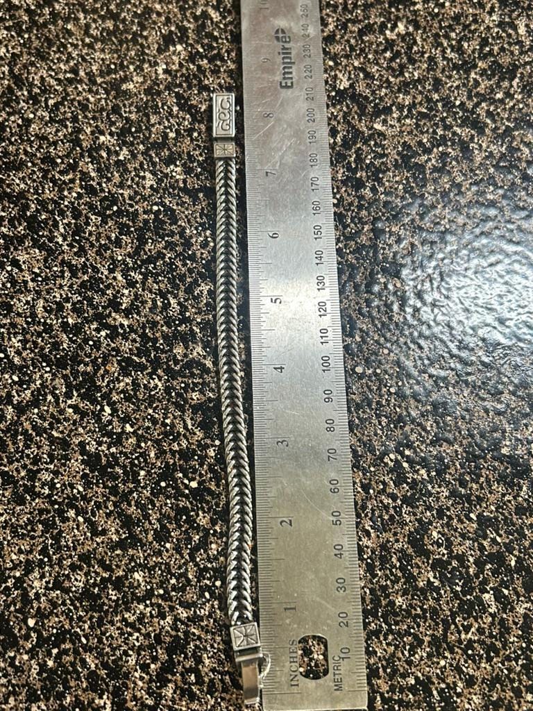 Men's Silver Foxtail Chain Bracelet Heavy Braided Wheat Link 8.5" Celtic Clasp