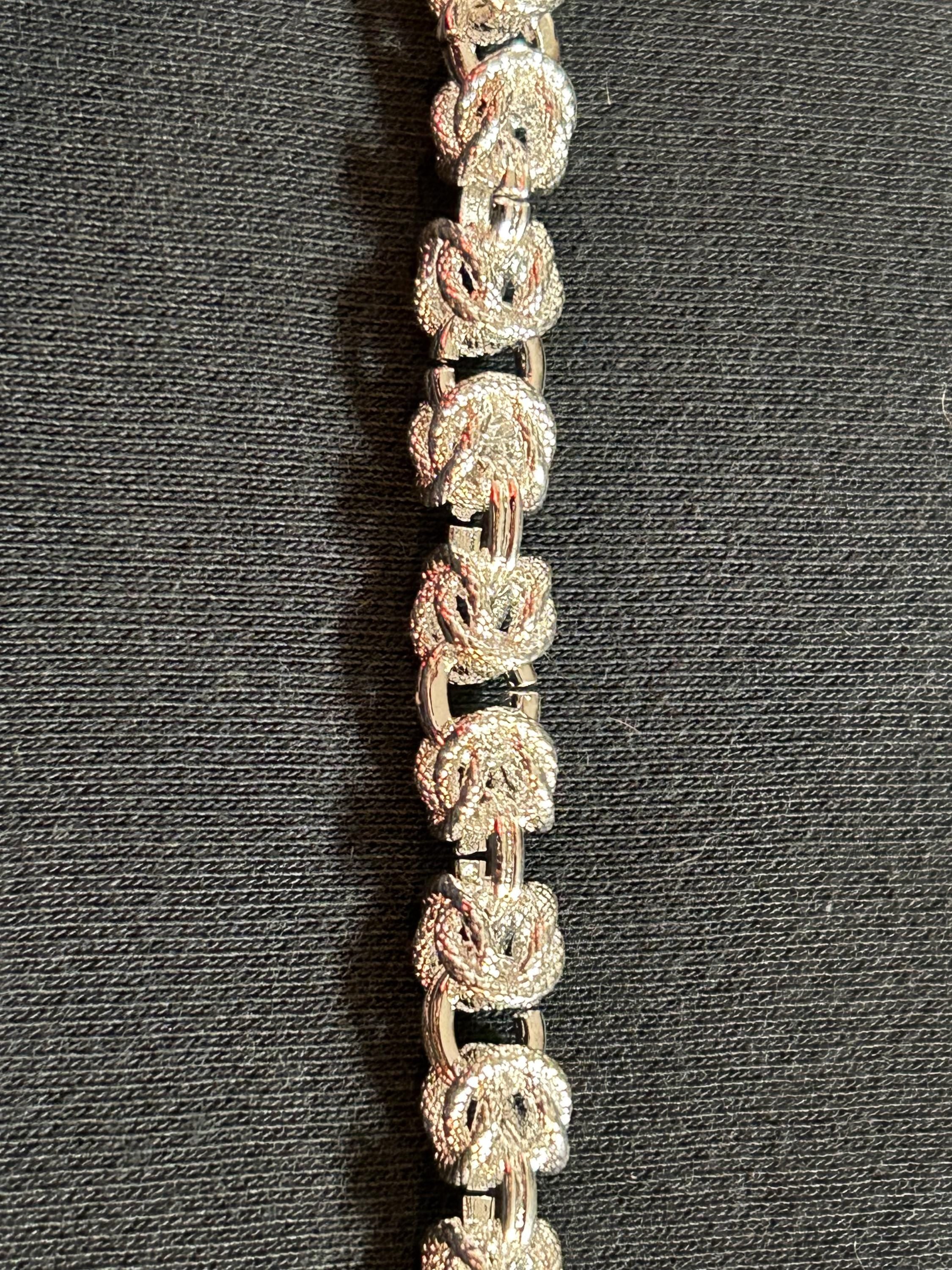 Vintage 925 Sterling Silver Textured Link Chain Bracelet Men's / Women's 8.5"
