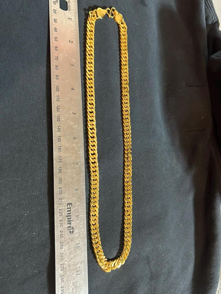 24K Gold Plated Cuban Link Chain Necklace Textured Curb Mesh Mens Womens 24"