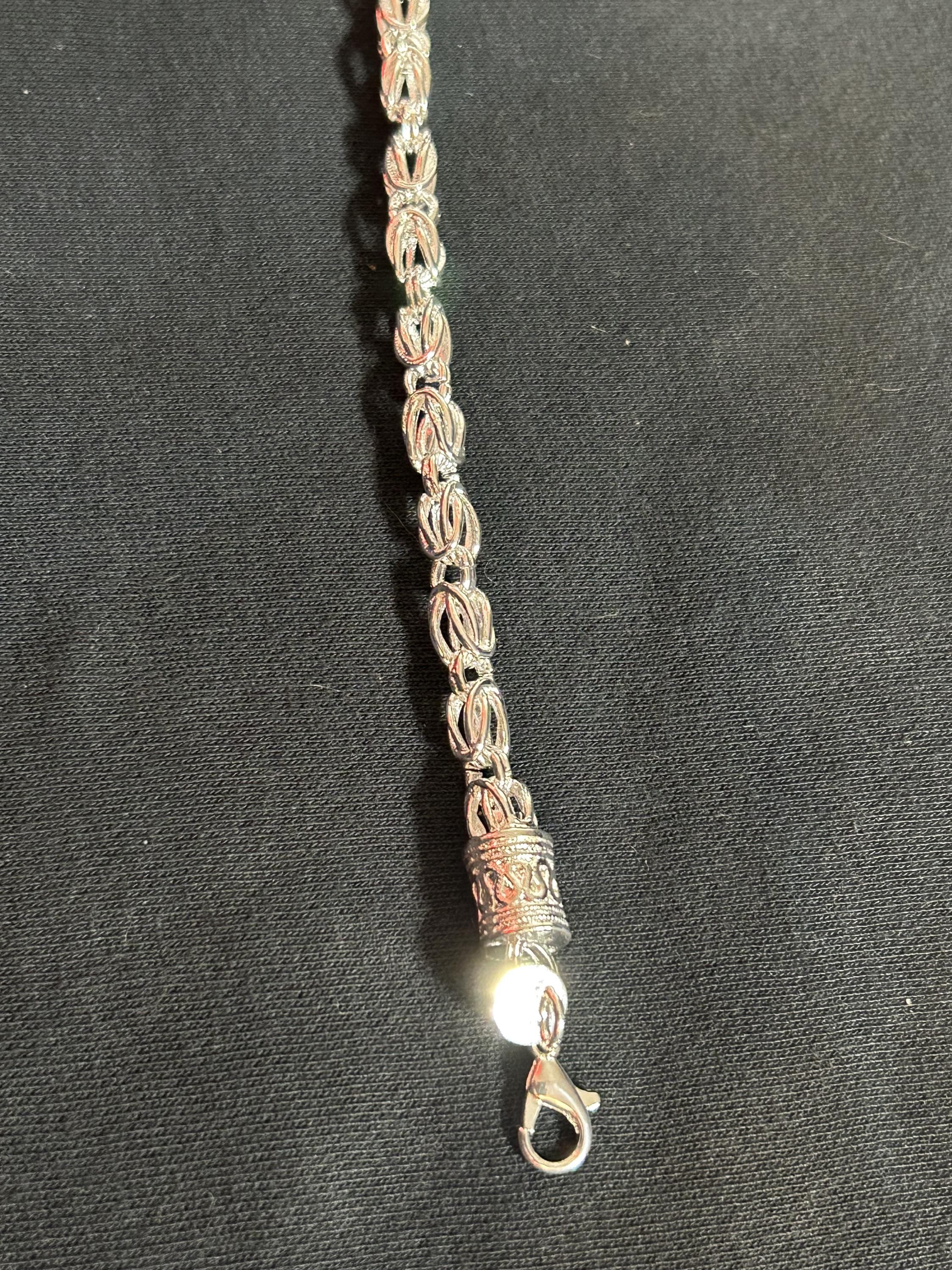 Vintage 925 Sterling Silver Byzantine Bali Link Chain Bracelet 8"