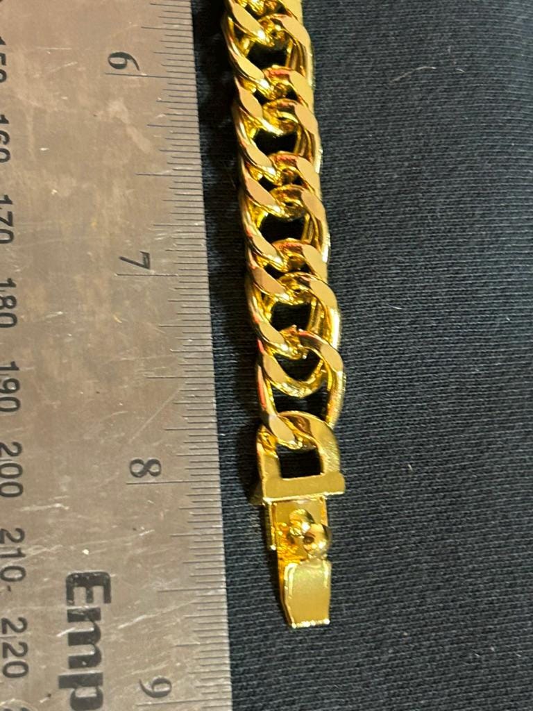 Men's 24K Gold Plated Double Cuban Link Bracelet Heavy Twist Curb Chain 8.5" 10mm