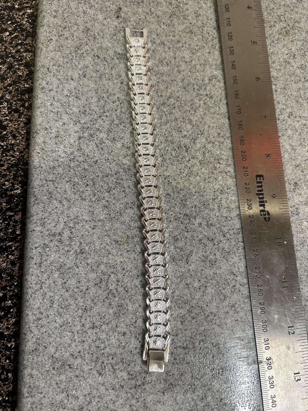925 Sterling Silver Textured Chevron Link Statement Bracelet Unisex