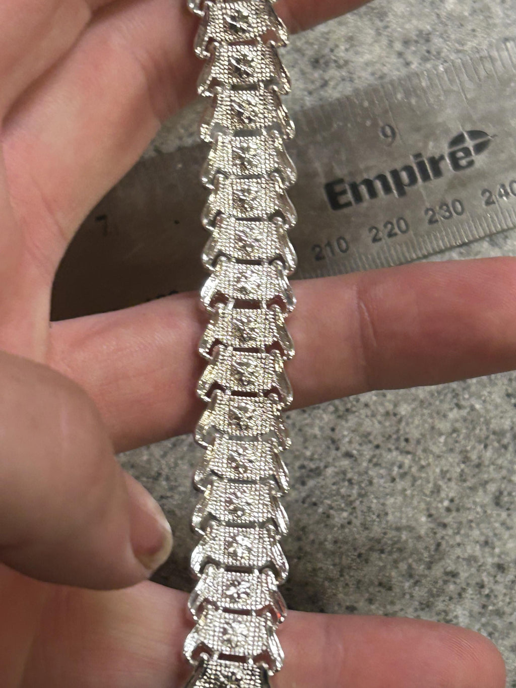 925 Sterling Silver Textured Chevron Link Statement Bracelet Unisex