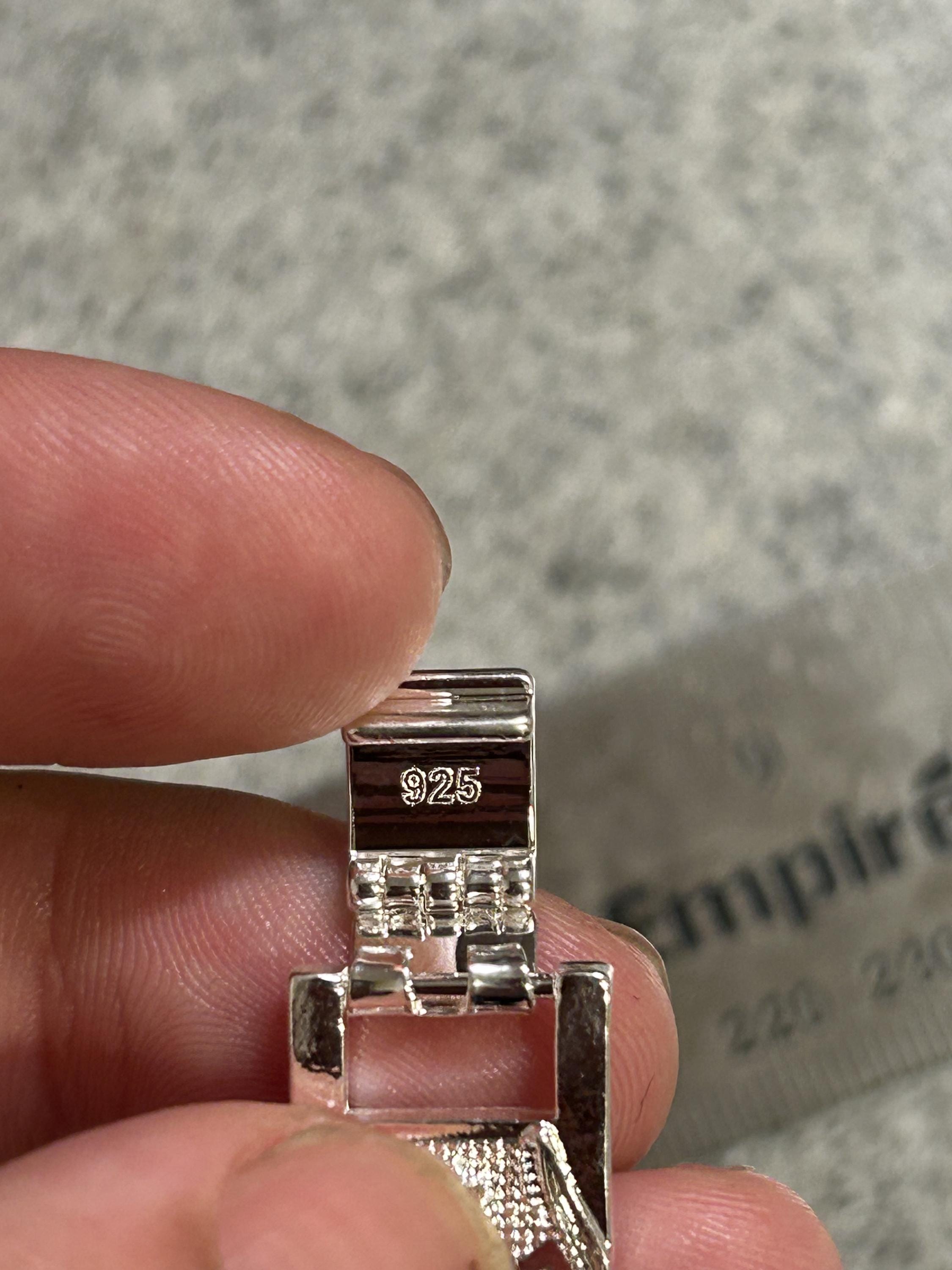 925 Sterling Silver Textured Chevron Link Statement Bracelet Unisex