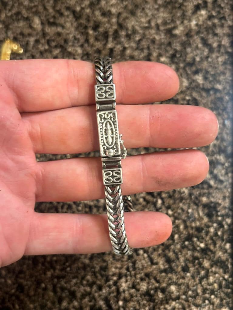 Men's Silver Foxtail Chain Bracelet Heavy Braided Wheat Link 8.5" Celtic Clasp