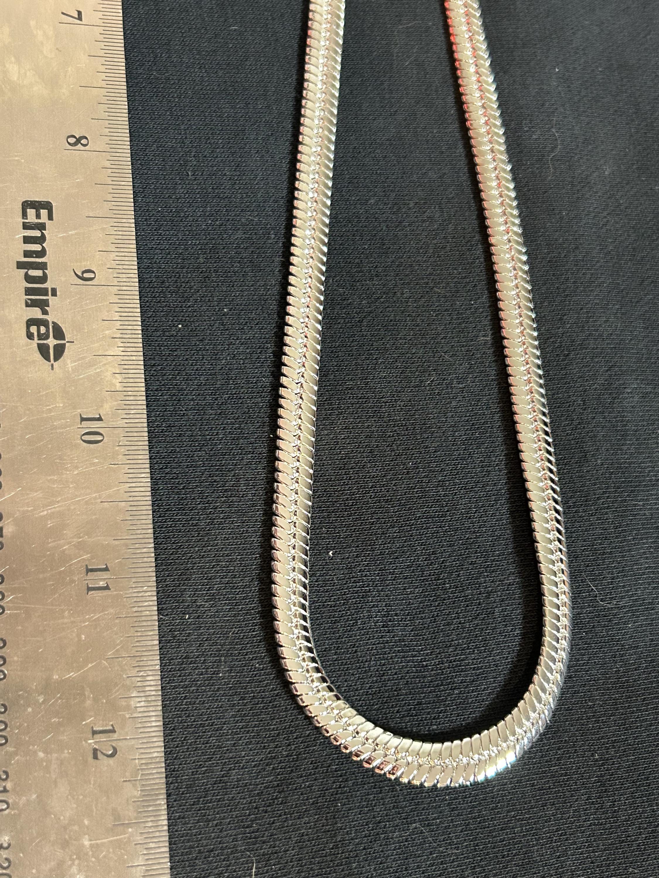 Solid 925 Sterling Silver Omega Link Chain Necklace Heavy High Polish